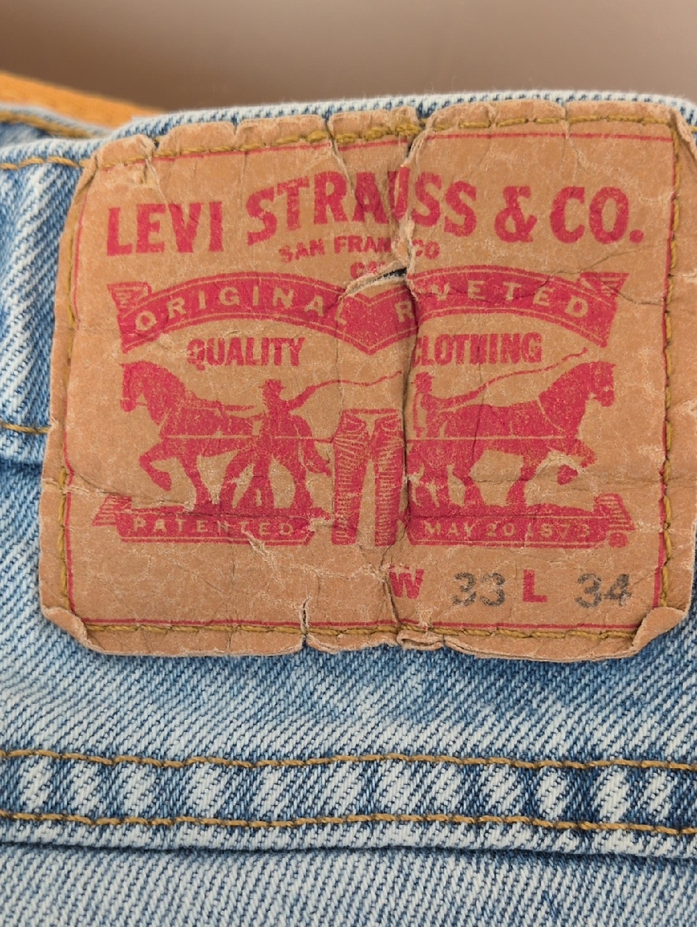 Levi's Light Blue Straight Fit Men's Jeans with Leather Patch